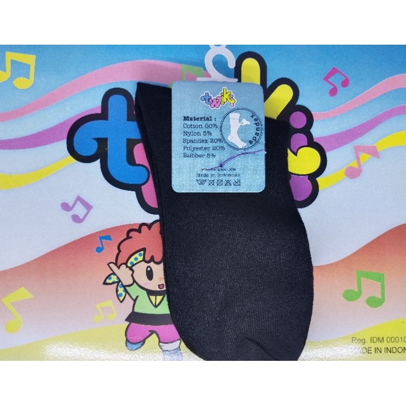 Twiki School Socks - Kaos Kaki Sekolah Hitam Polos - Di Atas Mata Kaki