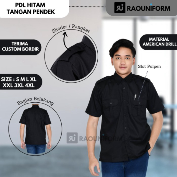 PDH PDL Baju - Dijual Lengan PDL Kerja/Kemeja Hitam S Pendek/Seragam Berkualitas Kemeja Lapangan