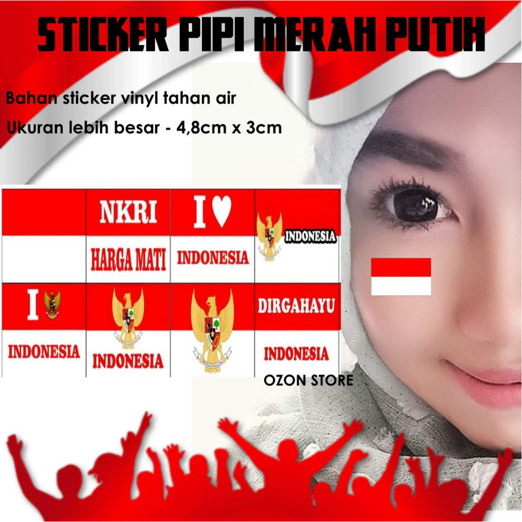 Sticker Pipi HUT RI Bendera Merah Putih / Stiker Kemerdekaan Indonesia / Pancasila / I Love