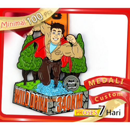 Pabrik medali logam custom zinc alloy anhas desain sendiri 3D harga murah proses cepat di Bandung un