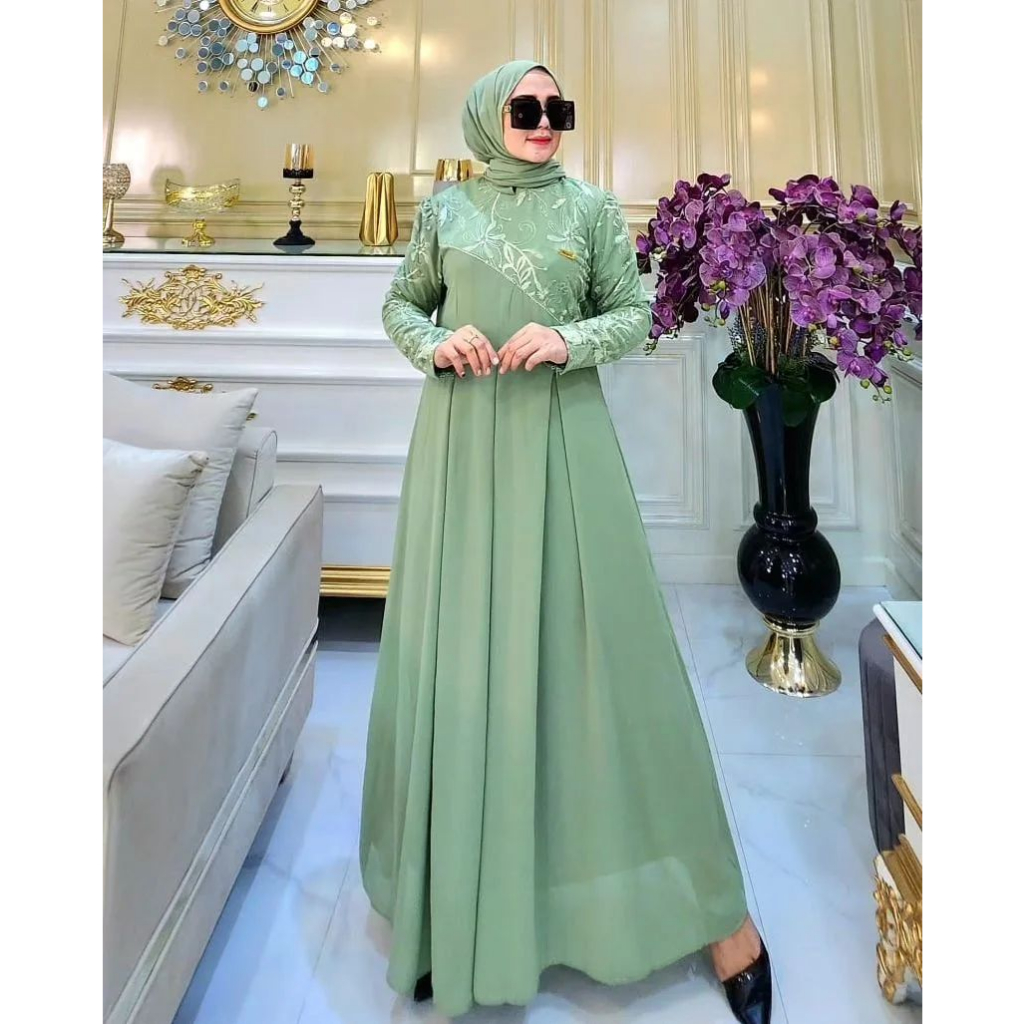 CENDEKIA DRESS BRUKAT BAHAN CERUTY BABYDOLL FULLPURING MIX BRUKAT AKAR PREMIUM TERBARU 2023 DRESS FASHION MUSLIMAH ELEGAN OOTD DRESS GAMIS BROKAT KONDANGAN MODEL ELEGAN MEWAH