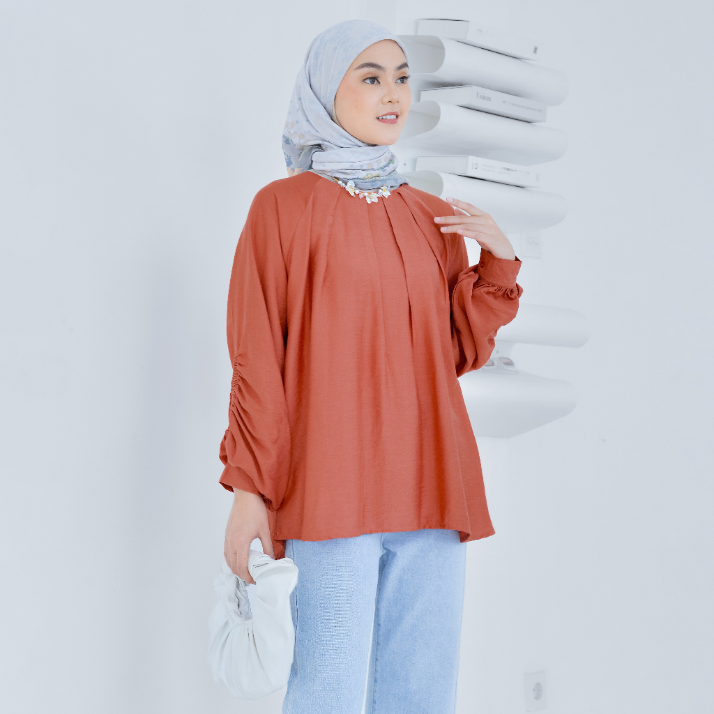 NUNA Anne Top | Atasan Top Blouse Linen Wanita Polos