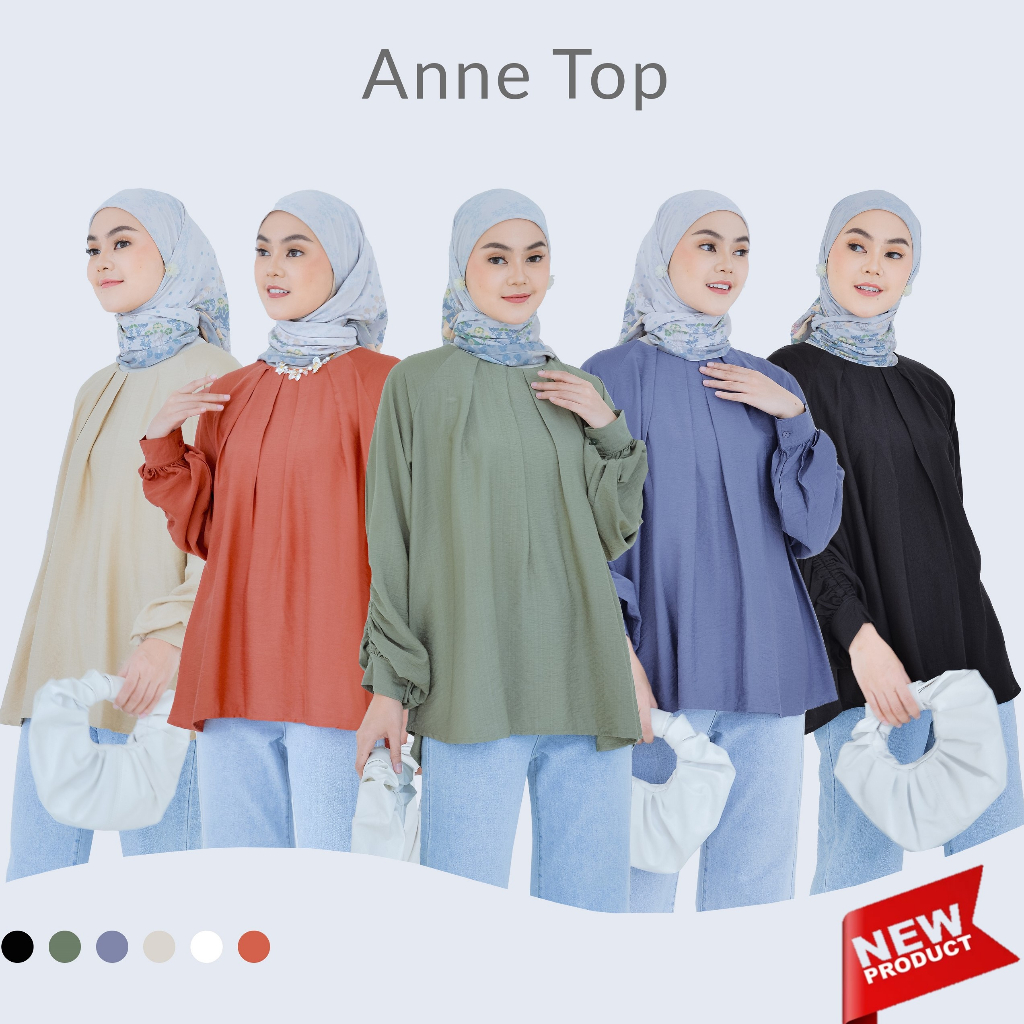 NUNA Anne Top | Atasan Top Blouse Linen Wanita Polos