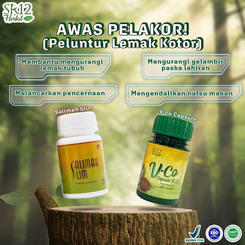 (RESELLER) 5 PAKET PELAKOR SR12 SALIMAH VCO KAPSUL DIET HERBAL BPOM HALAL AMAN