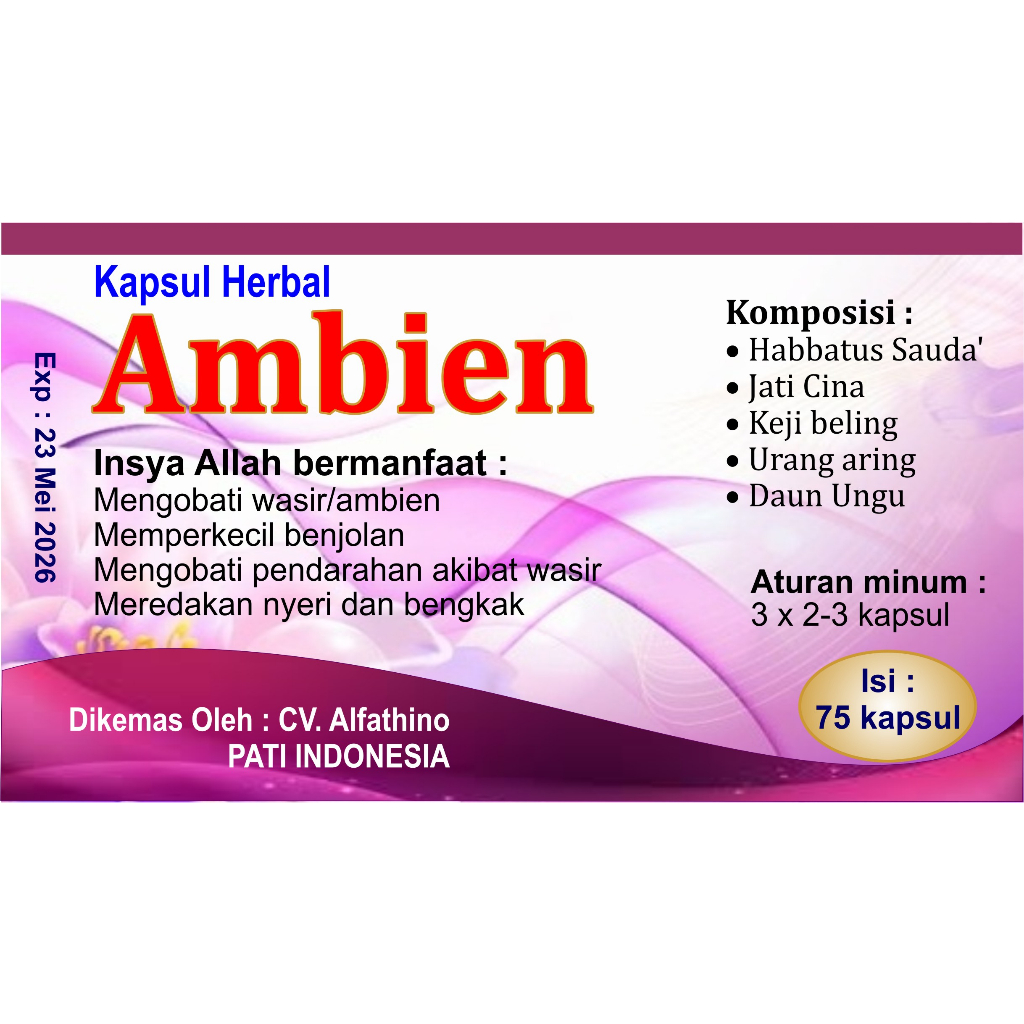 OBAT AMBIEN I OBAT WASIR I KAPSUL HERBAL AMBIEN I KAPSUL HERBAL WASIR isi 75 kapsul