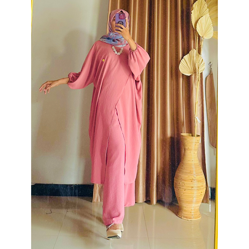 Oneset Mecca / Oneset Tunik / Oneset Long Tunik Oversize Crinkle Airflow