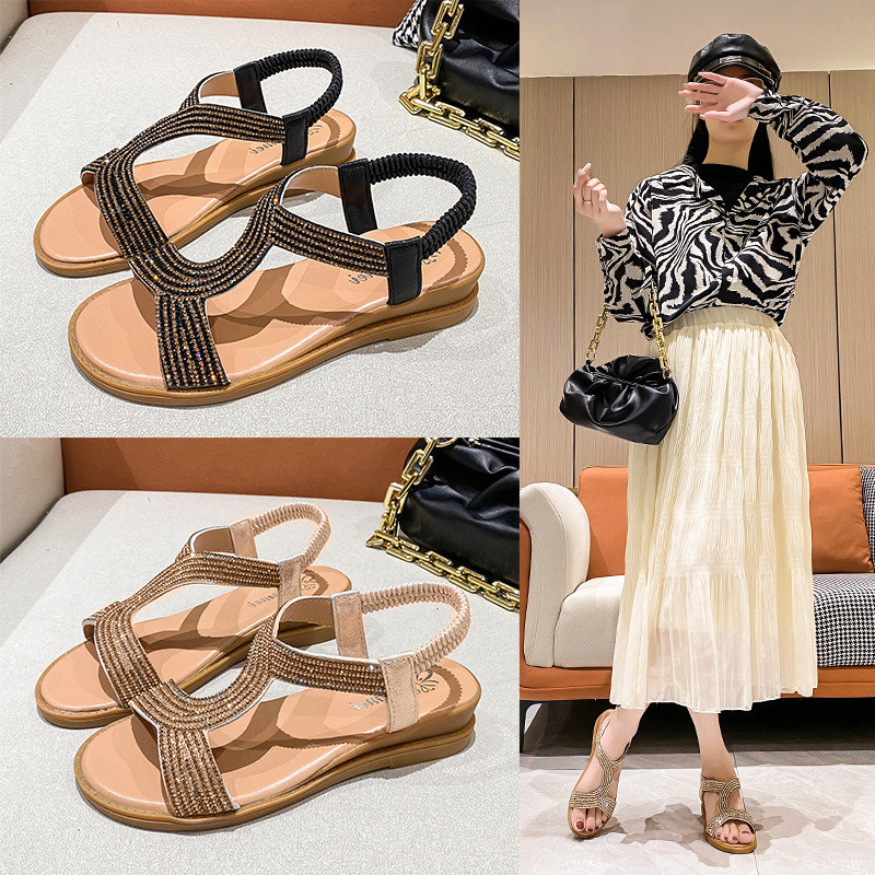 YAN Sandal Pantai Tali Wanita Sendal Wanita Karet Casual Sandal Wanita