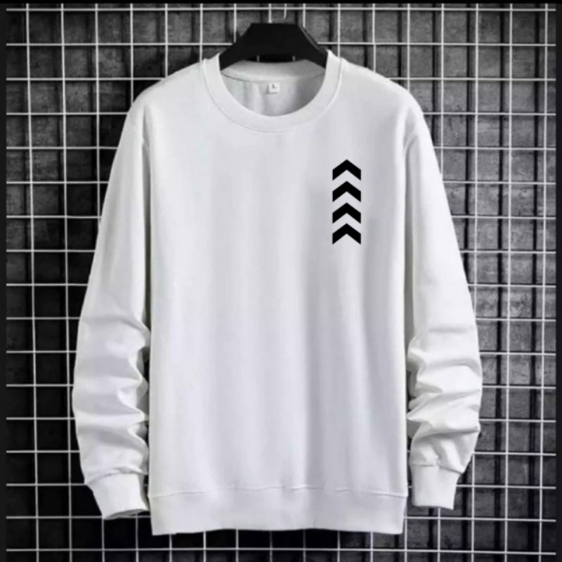 Sweater pria lengan panjang bahan fleece tebal sweatshirt tshirt cowok atasan laki panah atas