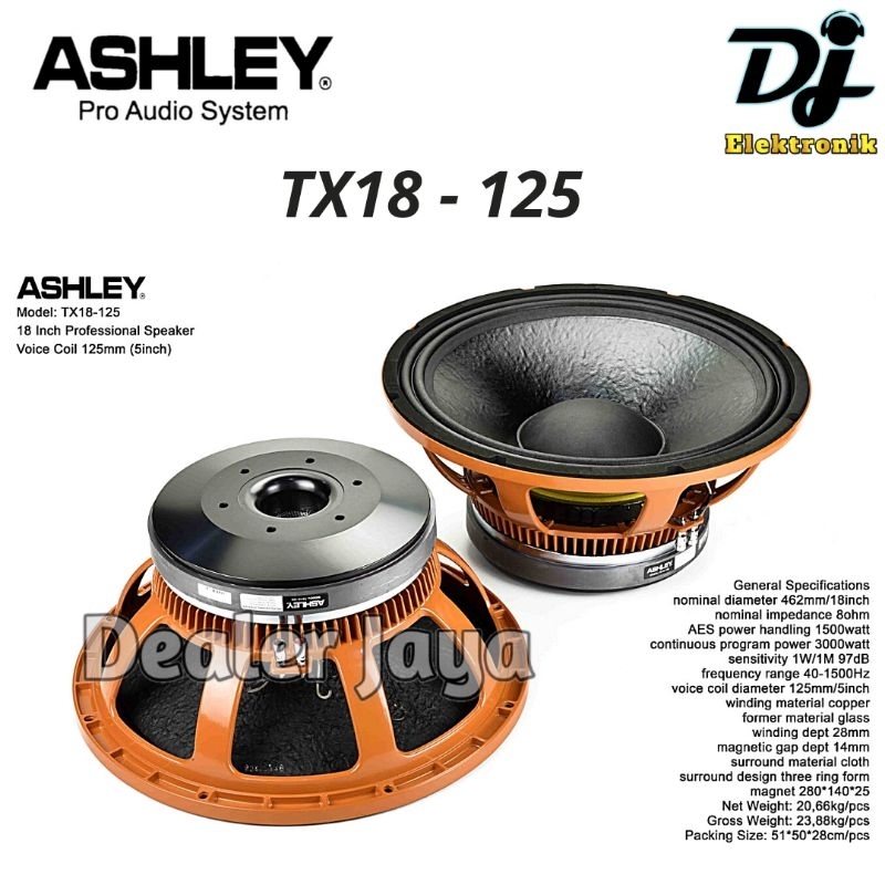 Speaker Komponen Ashley TX 18 125 / TX18 125 / TX18125 - 18 inch