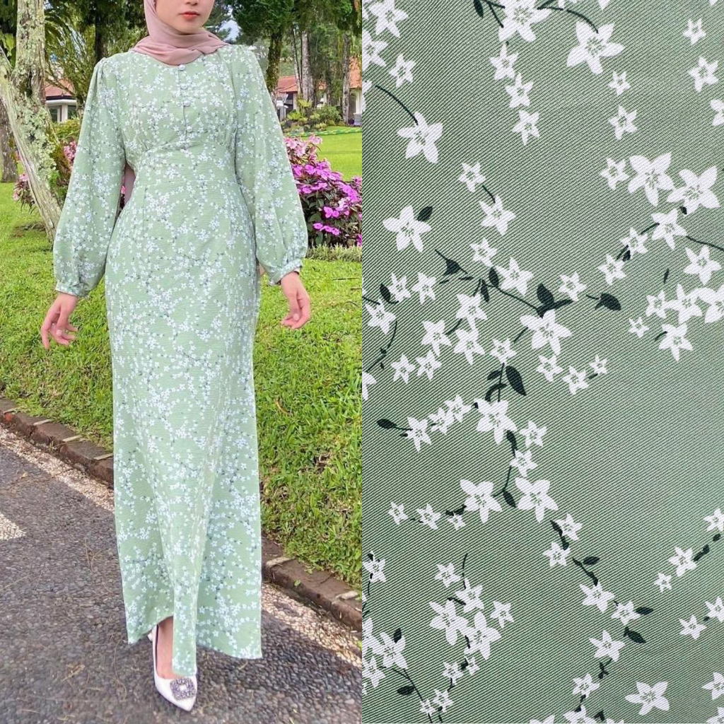 BEFAST - ZFS DRESS MAXI TIZA / Adenium Dress Maxi / Dress Wanita Keluaran Terbaru / Fashion Kekinian Remaja ABG Trendy / OOTD Wanita Hijab Style Formal / Pakaian Casual / Dress Maxi Lengan Panjang Motif Flower