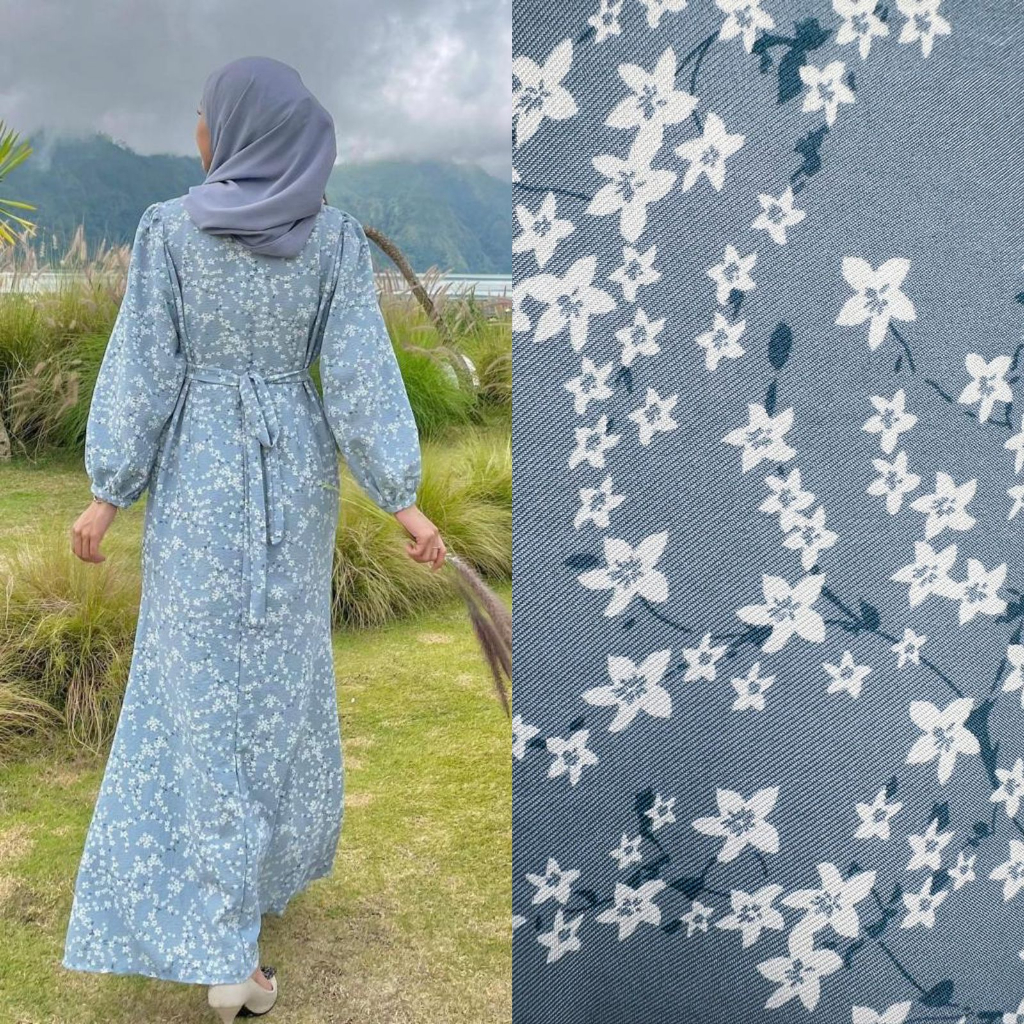 BEFAST - ZFS DRESS MAXI TIZA / Adenium Dress Maxi / Dress Wanita Keluaran Terbaru / Fashion Kekinian Remaja ABG Trendy / OOTD Wanita Hijab Style Formal / Pakaian Casual / Dress Maxi Lengan Panjang Motif Flower