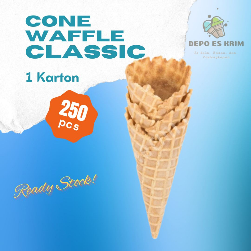 

GROSIR 250 pcs Flat Classic Sugar Cone Waffle Ice Cream Wafer Kerucut Besar mirip IKEA/Mixue
