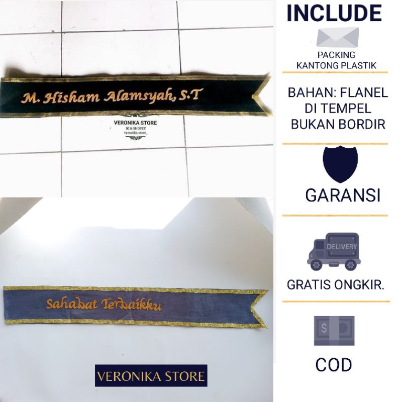 SELEMPANG WISUDA - SASH GRADUATION - SELEMPANG NAMA - SELEMPANG FLANEL - SASH TEMPEL KADO HADIAH GRA