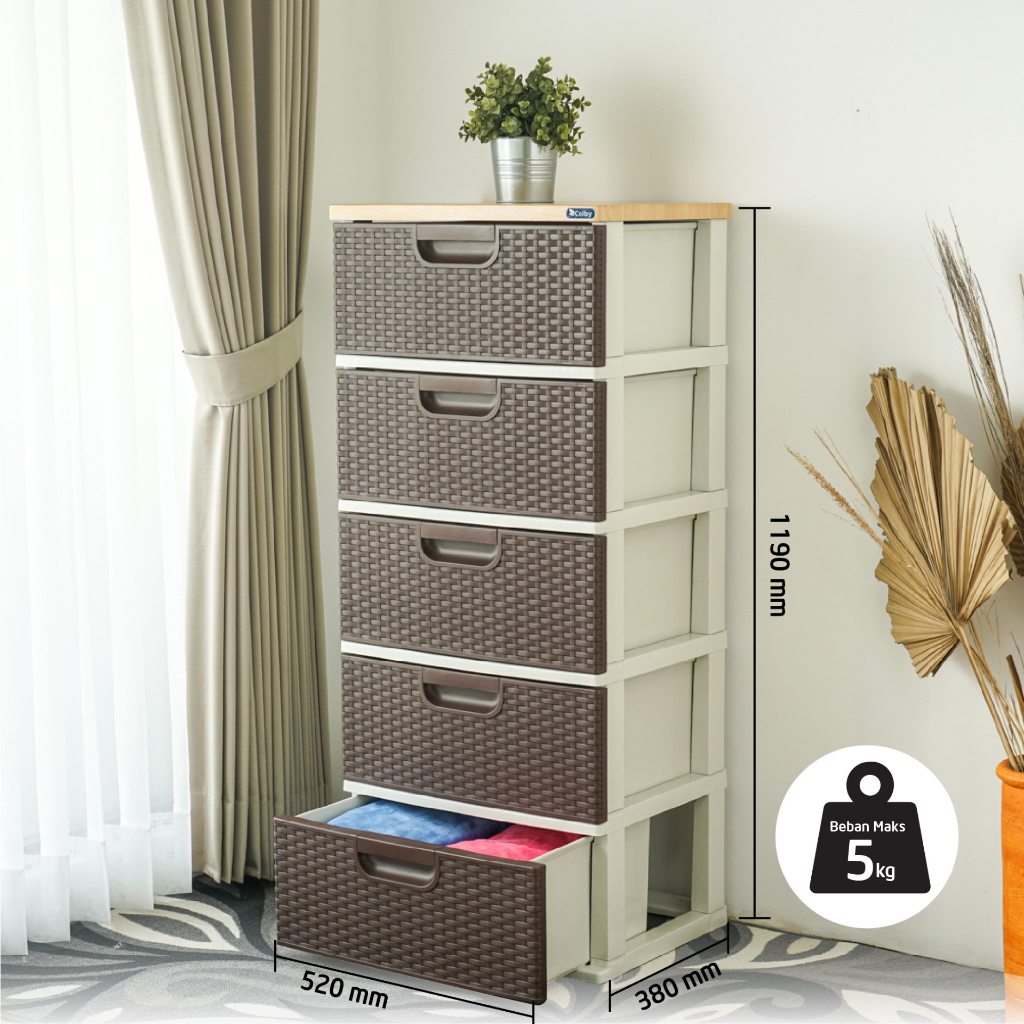 Colby Drawer Susun 5 | Lemari baju plastik