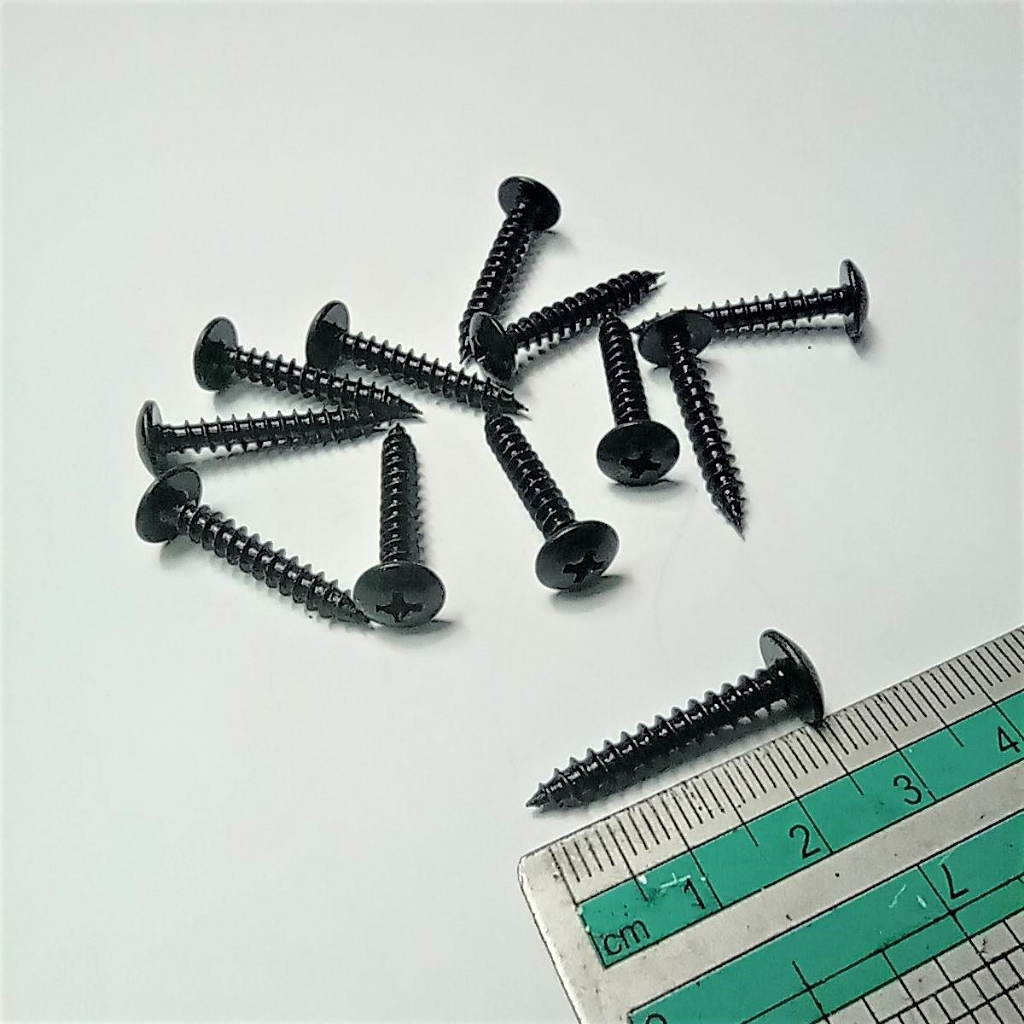 x100pcs Sekrup M4x25 / #8x1'' TS TSAT TSAB PT 2,5cm Hitam Speaker