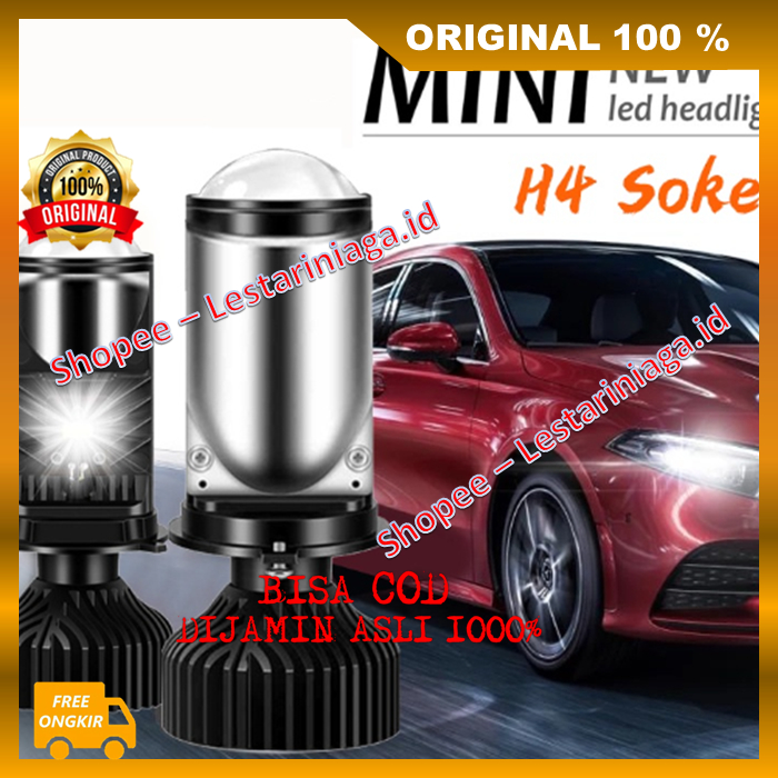 Mini New Led Headlight H4 Socket Lampu LED Headlamp Projie H4 Mini Projector Lens 50 Watt  Motor Mob
