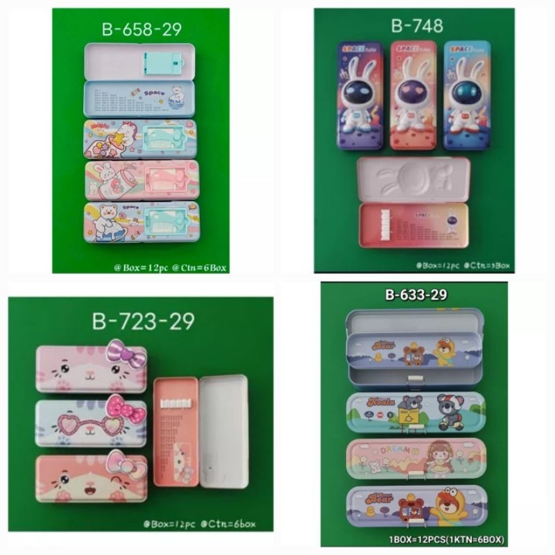 

Tempat Pensil Kotak Pensil Xiao Ling Jing kain KALENG + KACA SISIR BONEKA SNR KUROMOI 658-27/Rantang 2 susun 643/ kain bd 827 2 sleting kaleng dino b726-28/ kelinci 751+anak 747/unicorn +anak 727 set isi paket alat tulis/
