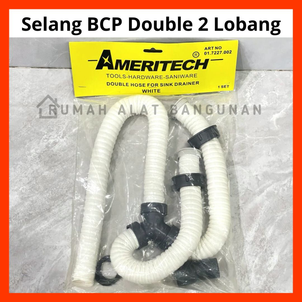 Selang Bak Cuci Piring Double 2 Lobang Selang BCP Afur Pembuangan Wastafel Dua Lubang Dobel