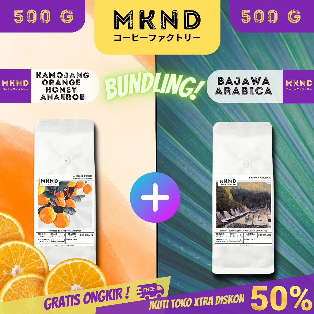 

MKND® BUNDLING HEMAT 2X500 KOPI ARABIKA KAMOJANG HONEY+ ARABIKA BAJAWA GRADE 1 SINGLE ORIGIN PROMO DISCON | BIJI BUBUK | SINGLE ORIGIN | PREMIUM COFFE | ROASTED BEANS | MANUAL BREW | COFFE ROASTERY