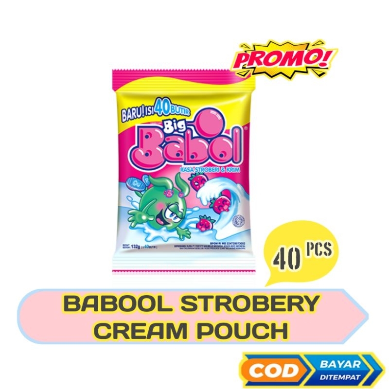 

Big Babol Strawberry Cream Pouch Permen Karet