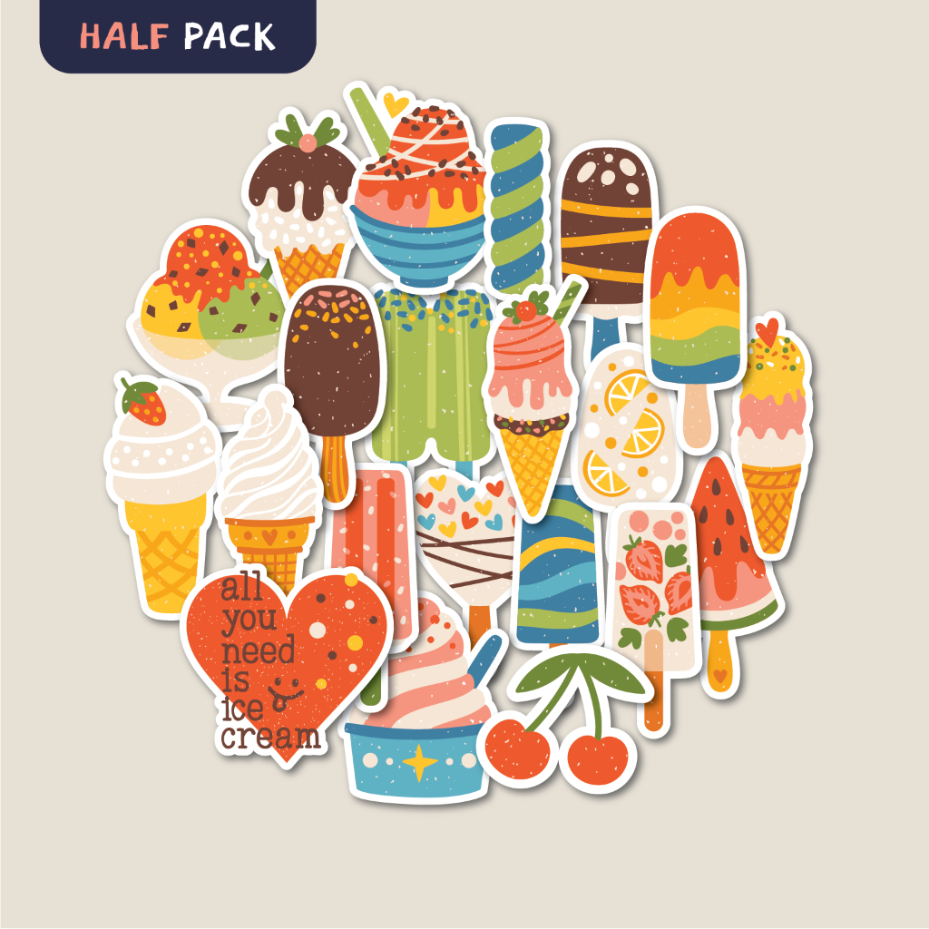 

STICKER PACK SUMMERTIME ICE CREAM | STICKER TUMBLER | STIKER LAPTOP KOPER HELM