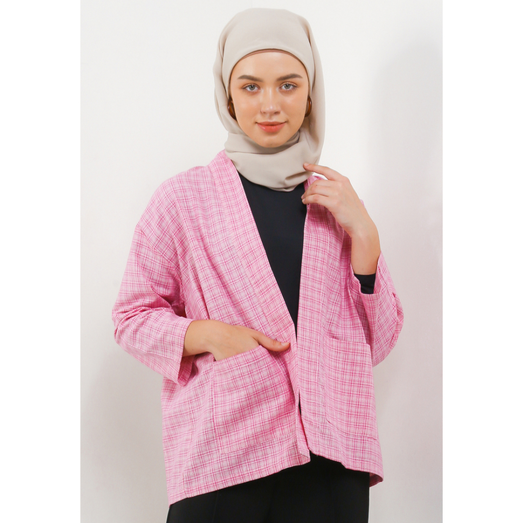 MFMW Ratatouille Outer Cardigan Fushia Motif Kotak