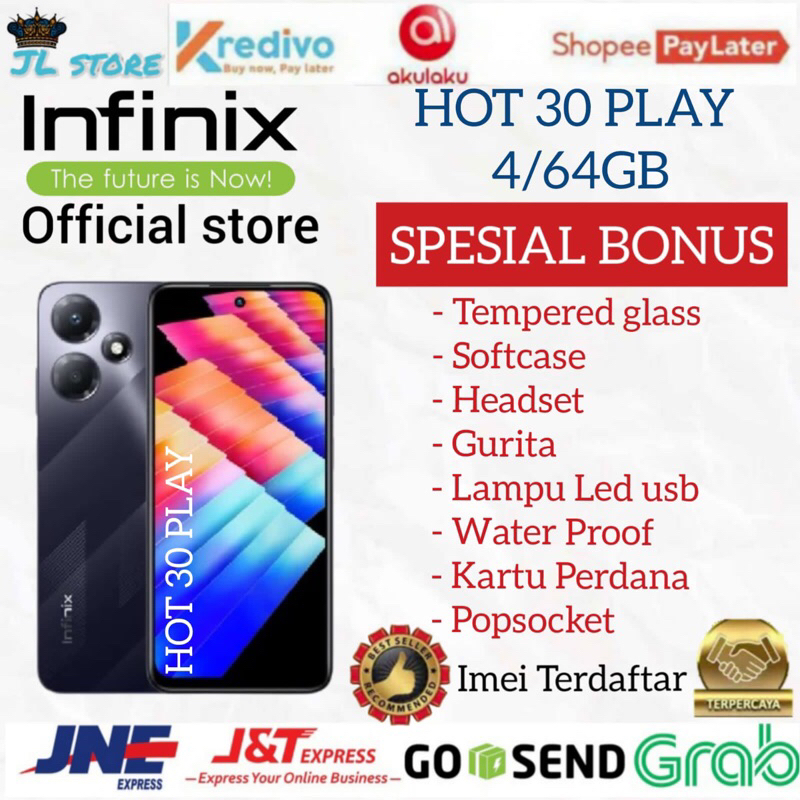 INFINIX HOT 30 PLAY RAM 4/64GB ( 4+4GB ) GARANSI RESMI INFINIX