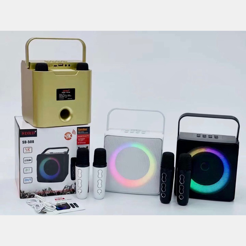 MIC Dual SD 508 Mic Speaker Karaoke 2 Mic Portable Wireless Bluetooth SDRD SD-508 DUALS 2 Mics Smule