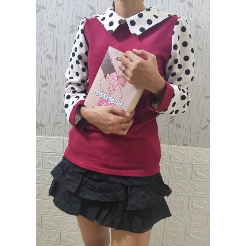 Blouse Polkadot merah putih