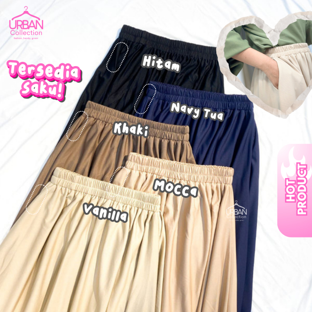 Rok Polos Mayung Premium Saku Series, Skirt Basic Panjang untuk Muslimah, Cocok Kerja, Kuliah, dan O
