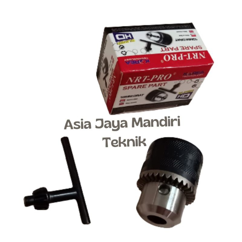 KEPALA BOR 10MM SOK NRT - PRO KOREA / KEPALA MESIN BOR LISTRIK 13MM / KEPALA BOR 10MM DRAT ( 3/8” - 