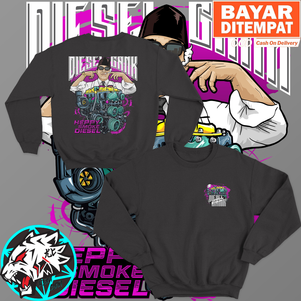 Jaket Sweater Racing Diesel Gank Soekarno Happy Smoke Diesel Big Size Jumbo Disel Gank