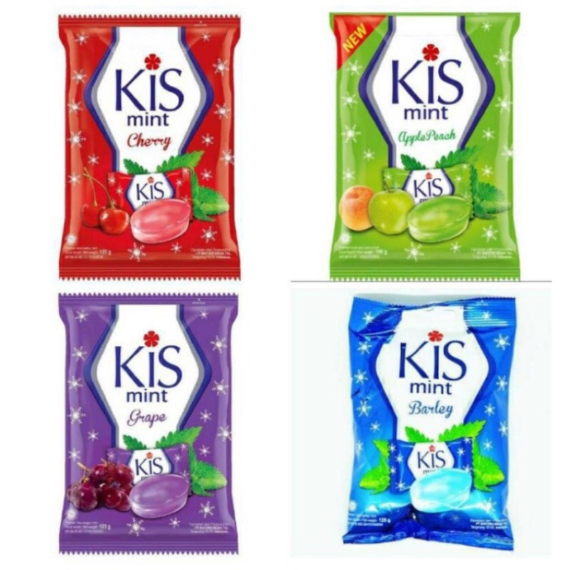 

Permen Kis Mint 1 Pack isi 50pcs 125gr Kiss Candy Rasa Cherry, Barley, Grape, & Apple Peach