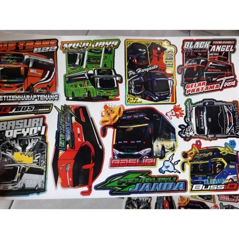 

12 lembar stiker tempel bus