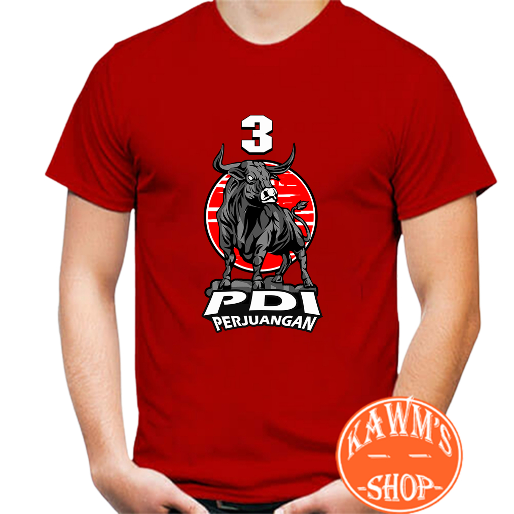 KAOS PDI PERJUANGAN MOTIF KEREN BERBAHAN KATUN COMBED 24s