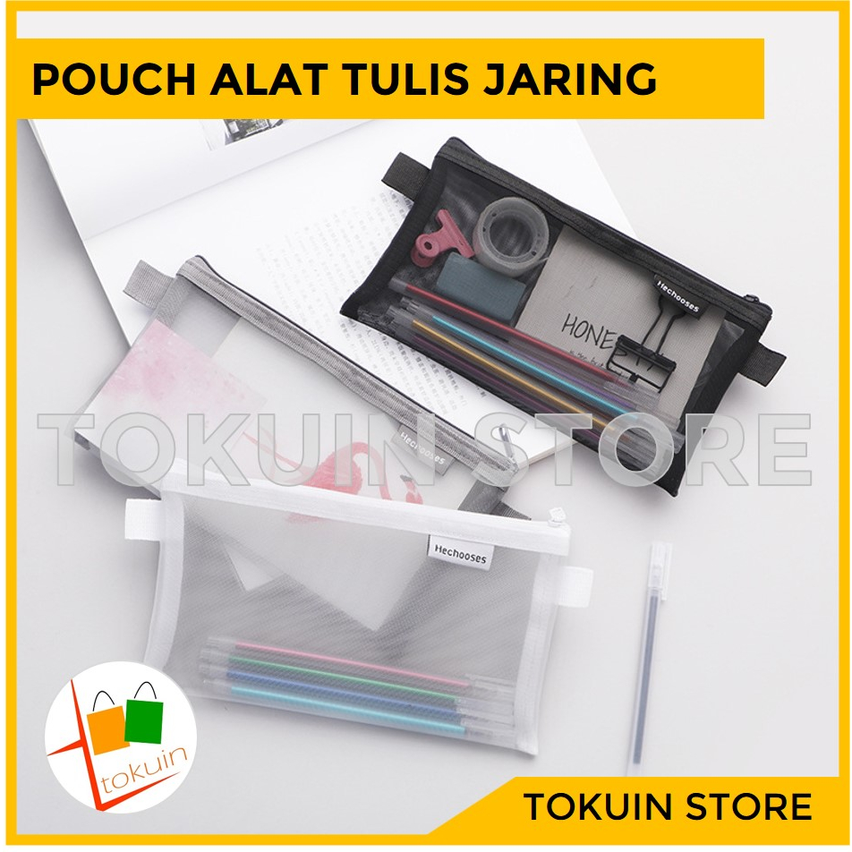 

Kotak Tempat Pensil Pouch Alat Tulis Pencil Case Jaring Transparan