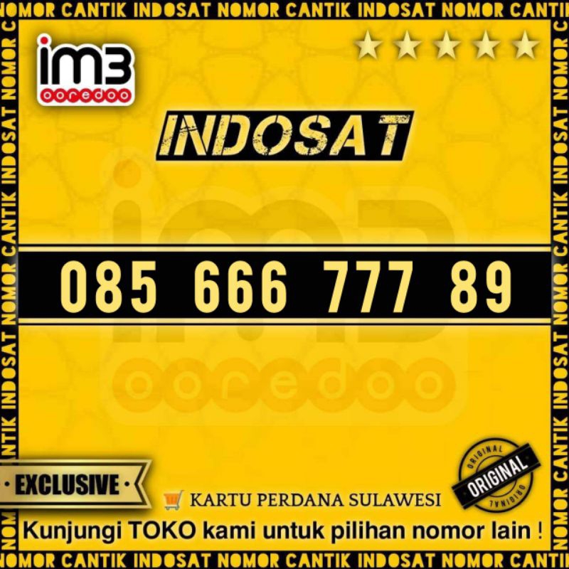 Nomor Cantik Indosat 11 Digit Seri Pitulungan 789 Angka Naik Rai 085 666 777 89