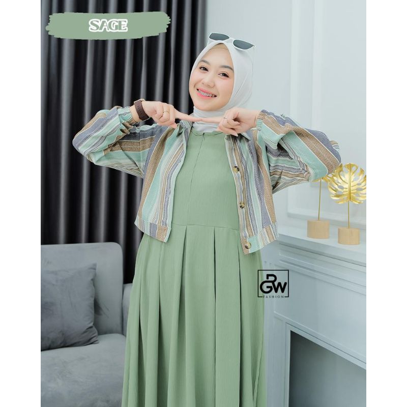 SEIRA BLAZER DRESS by RGW FASHION / GAMIS SET BLAZER MOTIF SALUR / GAMIS WANITA REMAJA MUSLIM TERBAR