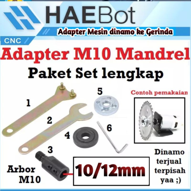 Konektor, Arbor, Mandrel Dinamo Ke Gerinda, As 6mm, 8mm, 10mm, 12mm,  dan 14mm