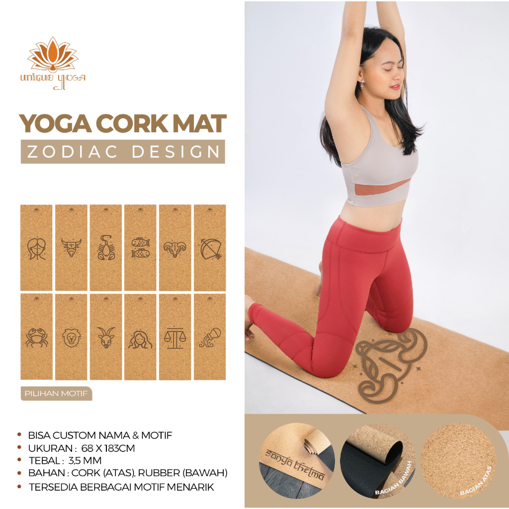 Matras Yoga Natural Cork / Yoga Mat Cork / Cork Mat Yoga / Matras Pilates / Yoga Mat Rubber / Matras