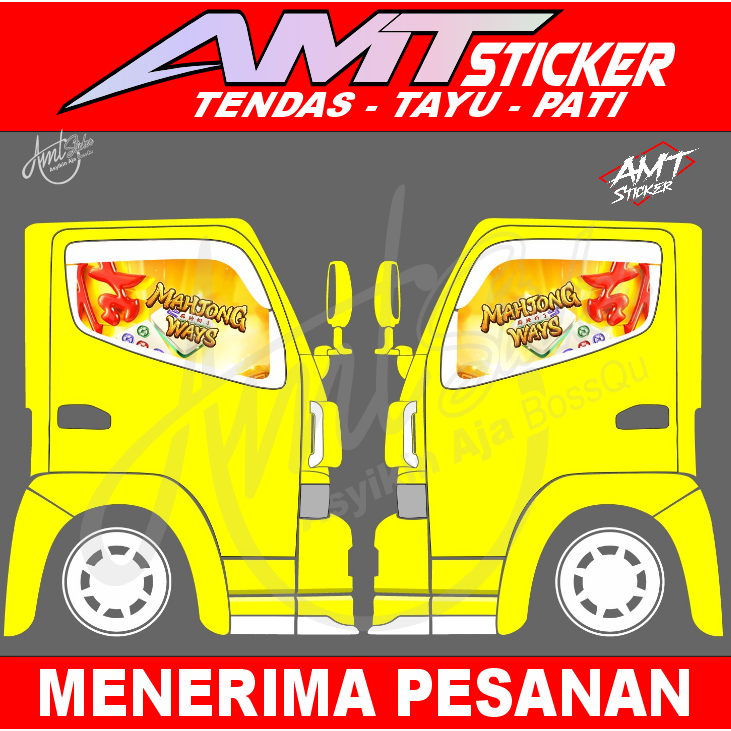 One Way Kaca Samping Truk Canter - Stiker One Way - Mahjong Ways - Bisa Custom/Request
