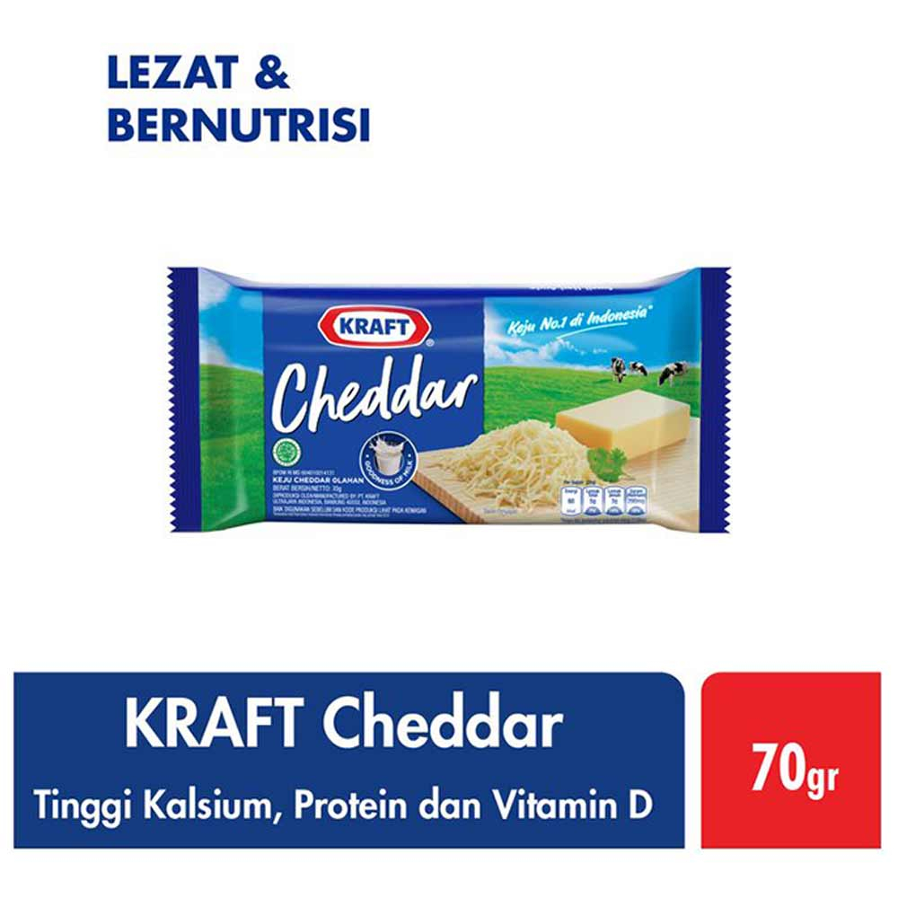 Keju Kraft Cheddar ukuran 70gram