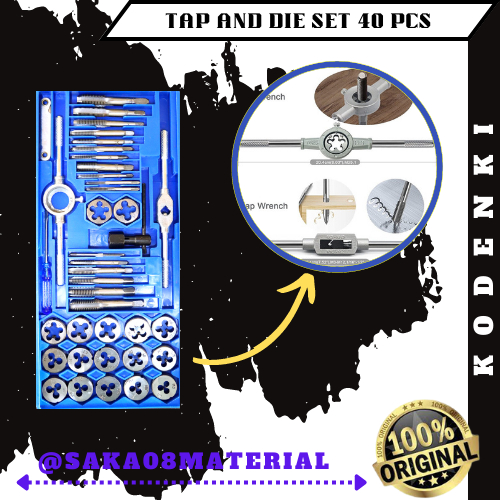 TAP AND DIE SET 40 PCS KODENKI ORIGINAL TERBARU / TAP SENAI 40 PCS / JUAL ALAT SENAI / SENAI SET 20 
