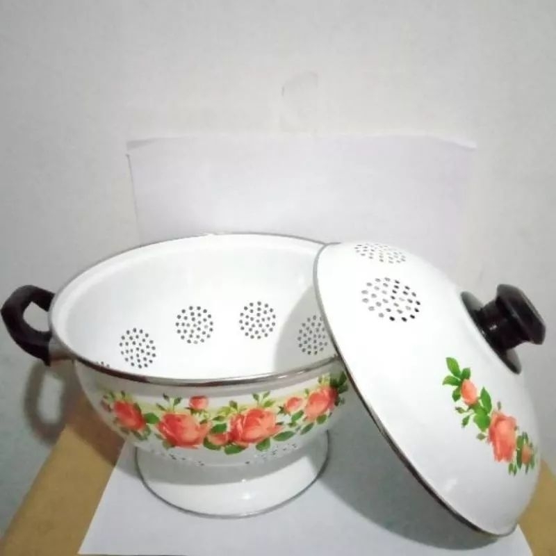 Free cimory rice bowl sangku enamel bunga tempat nasi jadul