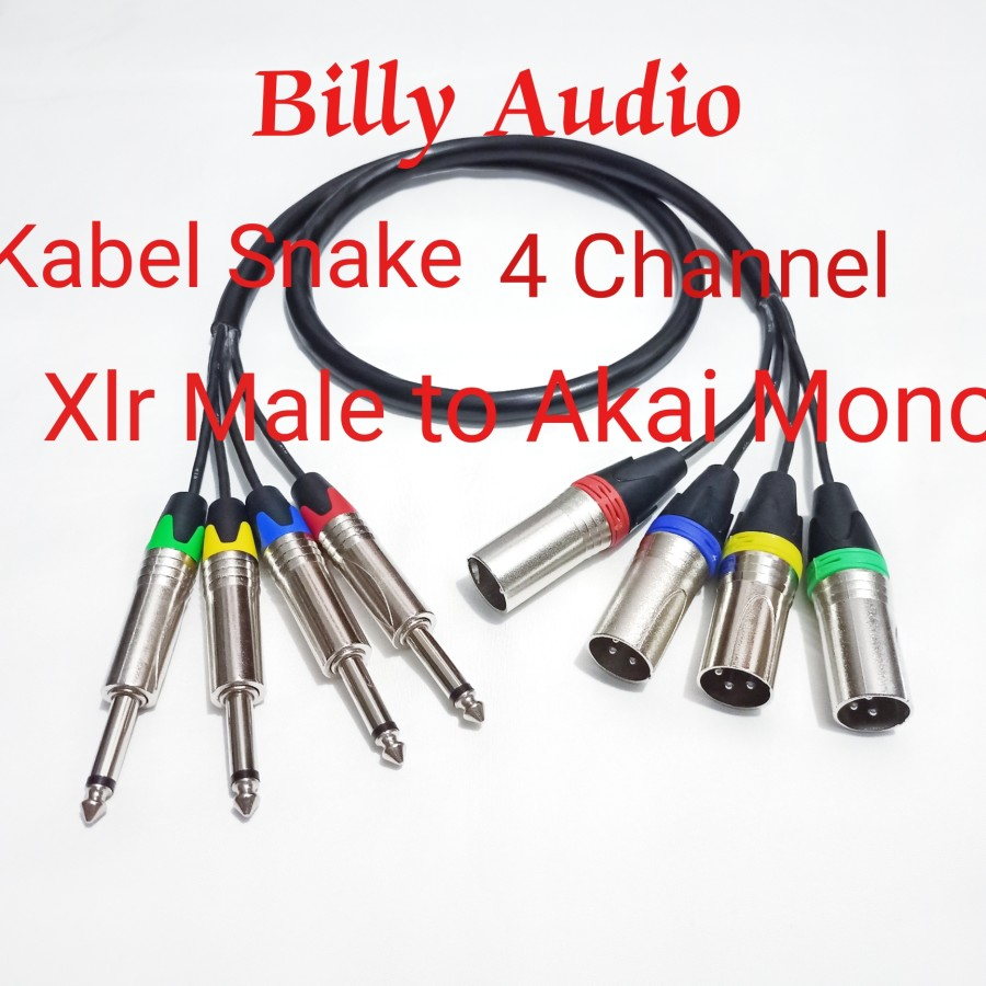 Kabel Makita Kabel Snake 4 Channel Plus Jack Akai Mono to Canon XLR Male 4 Meter