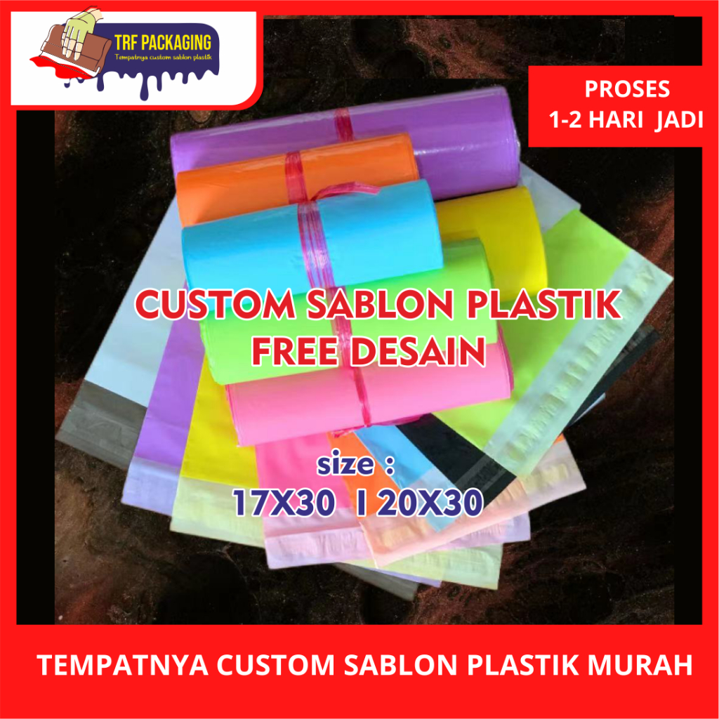 CUSTOM SABLON PLASTIK POLYMAILER MURAH