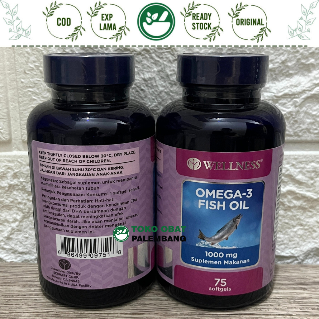 WELLNESS OMEGA 3 FISH OIL 75 SOFTGEL EPA DHA MINYAK IKAN WELLNESS