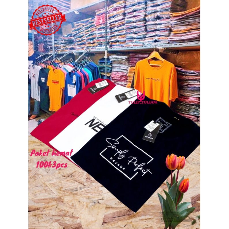 PAKET KAOS DISTRO 3PCS 100Rb | kaos nevada pria wanita | kaos distro | kaos premuim | kaos murah | k