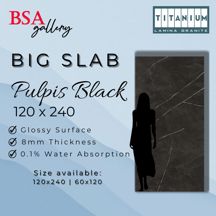 GRANIT BIG SLAB TITANIUM PULPIS BLACK 120X240 GLOSSY / GRANITE 240X120