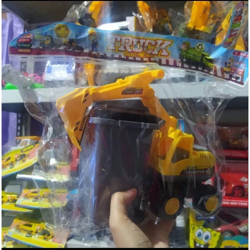 Mainan Mobil Excavator + Tong Sampah / Mainan Truck Bego Sampah / Excavator Tong Sampah / Bego Mini 